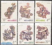 Mozambique 1983 Post Transport 6v, Mint NH, Transport - Post - Automobiles - Railways - Post