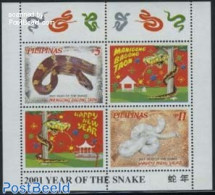 Philippines 2001 Year Of The Snake S/s, Mint NH, Nature - Various - Reptiles - Snakes - New Year - New Year
