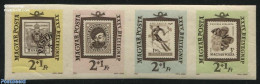 Hungary 1962 Stamp Day 4v [:::] Imperforated, Mint NH, Nature - Sport - Butterflies - Skiing - Stamp Day - Stamps On S.. - Nuevos