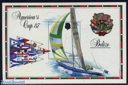 Belize/British Honduras 1987 Americas Cup S/s, Mint NH, History - Sport - Transport - Flags - Sailing - Sport (other A.. - Segeln