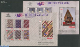 Indonesia 2012 Indonesia 2012 2 M/s, Mint NH, Various - Other Material Than Paper - Textiles - Erreurs Sur Timbres