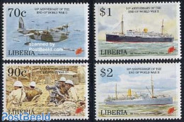 Liberia 1995 End Of World War II 4v, Mint NH, History - Transport - Militarism - World War II - Aircraft & Aviation - .. - Militares