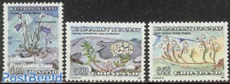 Greenland 1990 Flowers 3v, Mint NH, Nature - Flowers & Plants - Nuevos