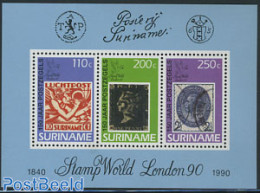 Suriname, Republic 1990 Penny Black 150th Anniversary S/s, Mint NH, Stamps On Stamps - Stamps On Stamps