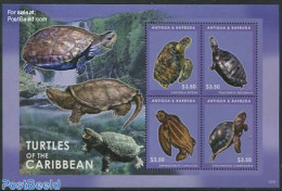 Antigua & Barbuda 2012 Turtles Of The Caribbean 4v M/s, Mint NH, Nature - Reptiles - Turtles - Antigua Y Barbuda (1981-...)