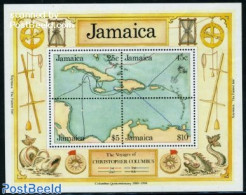 Jamaica 1990 Discovery 4v M/s, Mint NH, History - Various - Explorers - Maps - Explorers