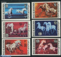 Ras Al-Khaimah 1972 Horses 6v, Imperforated, Mint NH, Nature - Horses - Ras Al-Khaima