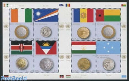 United Nations, Geneva 2013 Flags & Coins 8v M/s, Mint NH, History - Various - Flags - Money On Stamps - Münzen