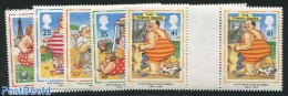 Great Britain 1994 Postcards 5v, Gutter Pairs, Mint NH, Nature - Dogs - Art - Comics (except Disney) - Ongebruikt