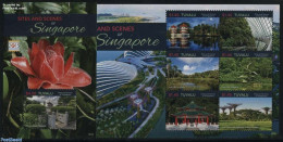Tuvalu 2015 Sites And Scenes Of Singapore 2 S/s, Mint NH, Nature - Religion - Birds - Flowers & Plants - Churches, Tem.. - Churches & Cathedrals