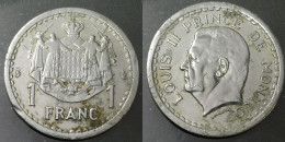 Monnaie Monaco - 1943  (1945)  - 1 Franc Louis II aluminium - 1922-1949 Louis II