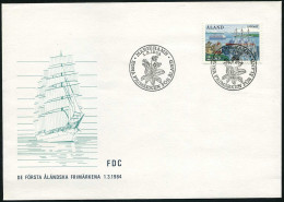 Finland-Aland 23 FDC. Michel 7. Bark Pommern, Meriehamn West Harbor, 1984 - Aland