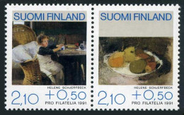 Finland B244 Ab Pair, MNH. Michel 1132-1133. Paintings 1991. Helene Schjerfbeck. - Unused Stamps
