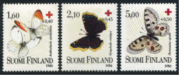 Finland B235-B237, MNH. Michel 993-995. Red Cross-1986. Butterflies. - Neufs