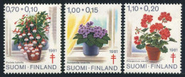 Finland B224-B226, MNH. Michel 885-887. Red Cross-1982. Flowers. - Unused Stamps
