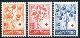 Finland B151-B153,hinged.Mi 499-501. Red Cross-1958.Raspberry,Cowberry,Blueberry - Unused Stamps