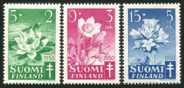Finland B101-B103, MNH. Michel 385-387. Flowers 1950. Water Lily, Pasqueflower, - Unused Stamps