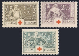 Finland B15-B17,MNH.Mi 184-186. Red Cross-1934. Evert Horn, Stalhandske, Gardie. - Ungebraucht