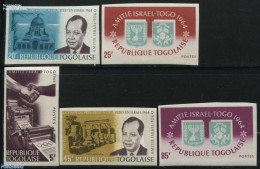 Togo 1965 Friendship With Israel 5v, Imperforated, Mint NH, History - Religion - Coat Of Arms - Politicians - Judaica - Jewish