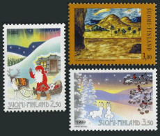Finland 1117-1119,MNH. Christmas 1999.Nativity,by Giorgio Di Chirico,Rabbit,bird - Neufs