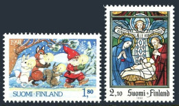 Finland 874-875, MNH. Michel 1159-1160. Christmas 1991. Santa,animals, Reindeer. - Unused Stamps