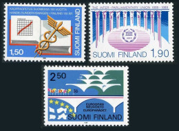 Finland 803-805, MNH. Michel 1091-1093. Council Of Europe, 1989. Bridges. - Unused Stamps