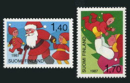 Finland 763-764,MNH.Michel 1032-1033. Christmas 1987.Santa Claus,youth. - Unused Stamps