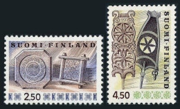 Finland 568-569, MNH. Mi 781-782. Cheese Frames, Carved Wooden Distaffs, 1976. - Neufs