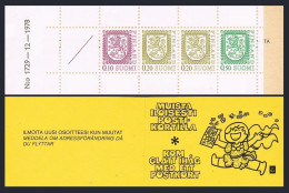 Finland 555a Booklet,MNH.Michel MH 10-I. Definitive 1978.Coat Of Arms. - Neufs