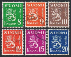 Finland 291-296, Used. Michel 378-383. Arms Of Republic, 1950. - Used Stamps