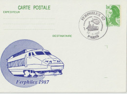 TGV MP 04 . TGV . 1 CPM, 1 Entier Postal . Carte De Membre . Ferfilex 1987 . - Overprinter Postcards (before 1995)