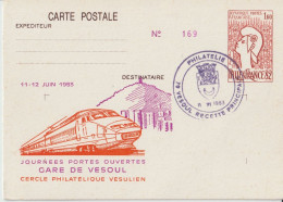 TGV MP 05 . TGV . 1 Carte . Entier Postal .Vesoul . 12 06 1983 . Journées Portes Ouvertes . - Cartes Postales Repiquages (avant 1995)