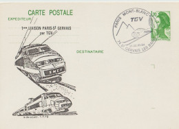 TGV MP 07 . TGV . Entier Postal . 1ère Liaison . Saint Gervais Les Bains . Paris Mont Blanc . 21 12 1984 . - Overprinter Postcards (before 1995)