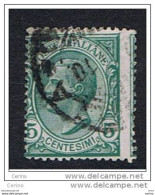 REGNO  VARIETA': 1906  VITTORIO  EMAN. III°  -  5 C. VERDE  US. -  DENTELLATURA  SPOSTATA  -  C.E.I. 81 N - Oblitérés