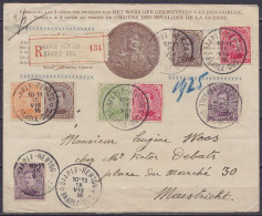 L. "Œuvre Des Invalides De Guerre" Recommandée Affr. N°135+2x136+137+2x138+2x139 Càd Relais *BAARLE-HERTOG* /15 VIII 191 - 1915-1920 Alberto I