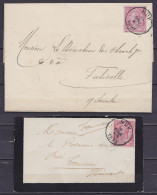 Lot De 2 L. Affr. N°30 Càd HUY 1885 & 1887 Pour FALISOLLE & TOURNAI - 1869-1883 Léopold II