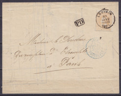 L. Affr. N°33 Càd LOUVAIN /30 JANV 1875 Pour PARIS - [PD] - Càd "BELG.3 ERQUELINNES"  - 1869-1883 Léopold II