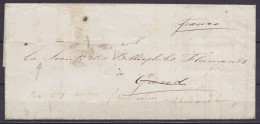 L. (timbres Découpés !) Datée 16 Novembre 1855 De UTRECHT Pour GAND Réexépdiée à SCHELDENWINDEKE (voir Dos: Càd Ambulant - 1851-1857 Médaillons (6/8)