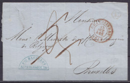 LSC (sans Contenu) En Franchise Càd CHATELINEAU /23 OCT 1855 Pour BRUXELLES - Boîte "C" (au Dos: Càd Arrivée BRUXELLES) - 1851-1857 Médaillons (6/8)