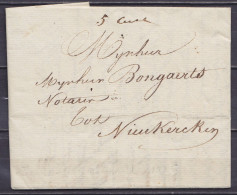 L. Datée 16 Juin 1835 De TEMSCHE (Tamise) Pour NIEUKERCKEN (Nieuwkerken) - Man. "5 Cent" - 1830-1849 (Belgica Independiente)