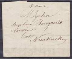 L. Datée 16 Juin 1835 De TEMSCHE (Tamise) Pour NIEUKERCKEN (Nieuwkerken) - Man. "5 Cent" - 1830-1849 (Unabhängiges Belgien)