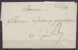 L. Datée 3 Décembre 1808 De YPRES Pour GAND - Griffe "9I/ YPRES" - Port "3" - 1794-1814 (Periodo Francese)