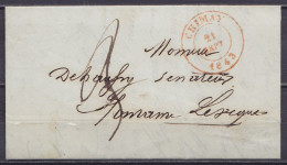 L. Cad CHIMAY /21 SEPT 1843 Pour FONTAINE L'EVEQUE - Port "3" (au Dos: Càd Arrivée T18 FONTAINE-L'EVEQUE /22/IX) - 1830-1849 (Belgique Indépendante)