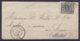 L. Affr. N°17 Lpts "78" Càd CHATELET /2 JUIN 1869 Pour DENEE (Anthée) (au Dos: Càd Arrivée ANNEVOIE) - 1865-1866 Profile Left