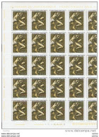 REPUBBLICA:  1973  CARAVAGGIO  -  £. 25  NERO  E  GIALLO  -  FGL.  25  N. -  SASS. 1225 - Full Sheets