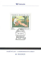 Commemorative Sheet Czech Republic PLZ 15 Jan Preisler Anniversary 2012 - Modern