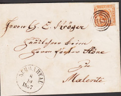 1857. DANMARK 4 Skilling (4th Print) With Very Wide Margins On Wonderful Small Size Envelope To Malente Wi... - JF543825 - Schleswig-Holstein