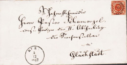 1862. DANMARK Beautiful 4 Skilling On Envelope To Glückstadt Cancelled With Nummeral Cancel 10 + BURG 5 12... - JF543826 - Schleswig-Holstein