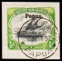 1906. PAPUA. Lakatoi. Overprinted Papua. ½ D On Small Piece Cancelled PORT MORESBY 22. JUN. 07 ... (Michel 9) - JF543834 - Papua New Guinea