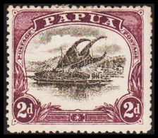 1907-1910. PAPUA. Lakatoi.  2 D. Perforated 12½. Hinged. (Michel 34 C) - JF543844 - Papua New Guinea